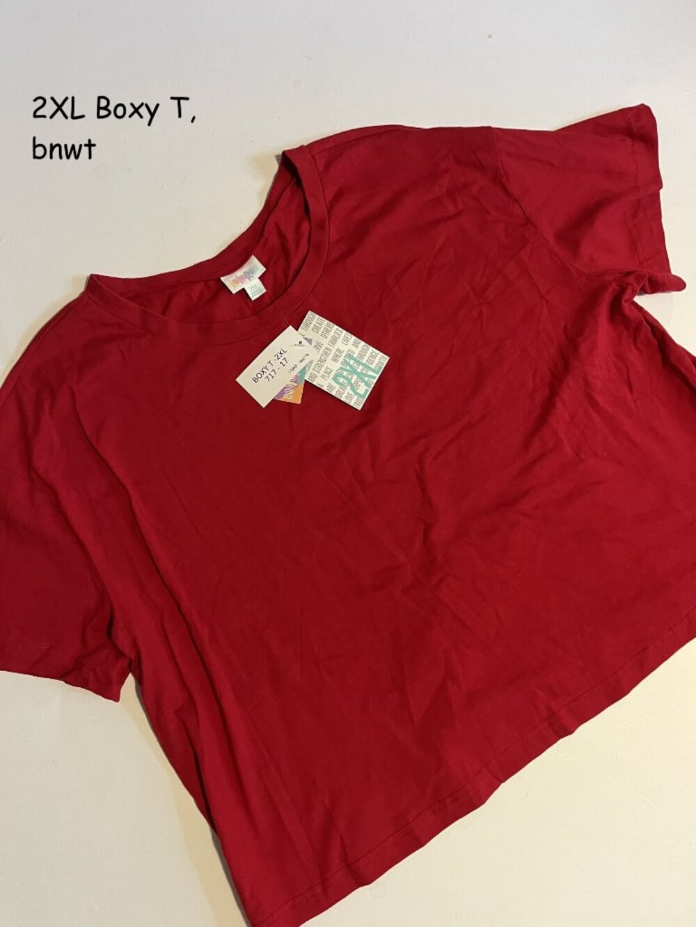 2XL Lularoe Boxy T-shirt, true red